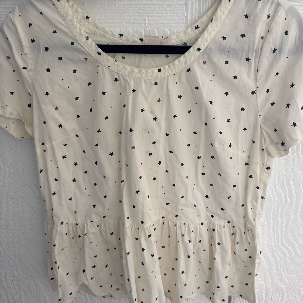 Women's Cream Star Print Top